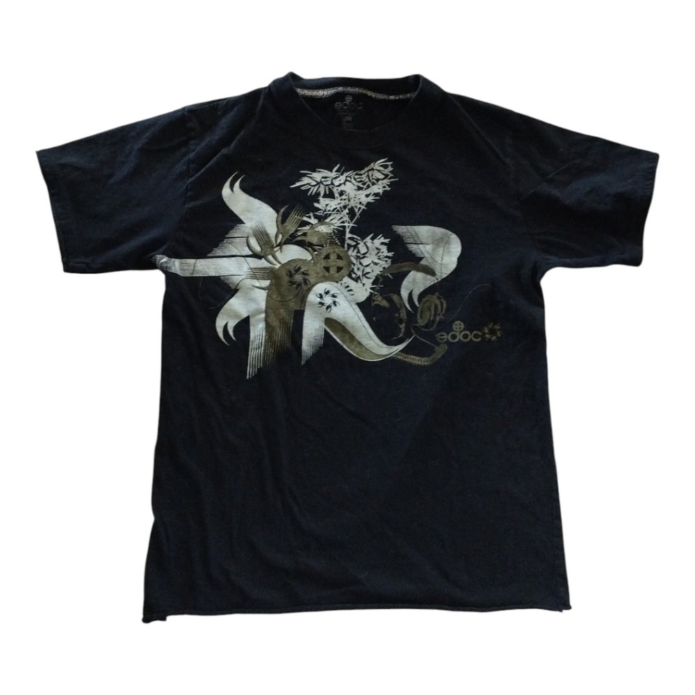 Men's Black Graphic Tee with Artistic Design